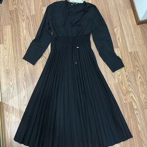 Zara V Neck Long Sleeve Small Black Dress NWT